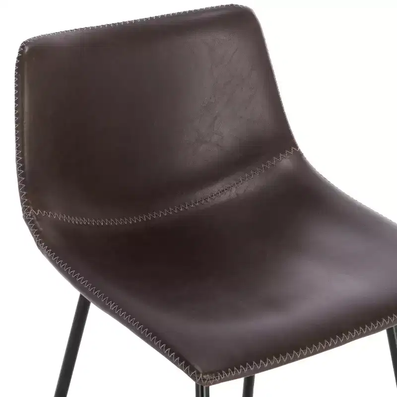 Poly & Bark Set of 3 24" High Paxton Counter Height Barstools Brown: Upholstered, Steel Frame, Modern Design