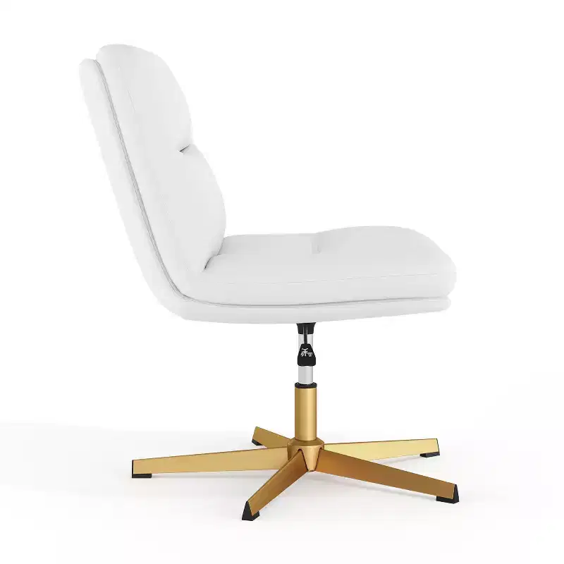 Merrick Lane Mid-Back Height-Adjustable Stationary Armless Swivel Office Chair - Padded Upholstered Wide Back and Seat, Strong Frame