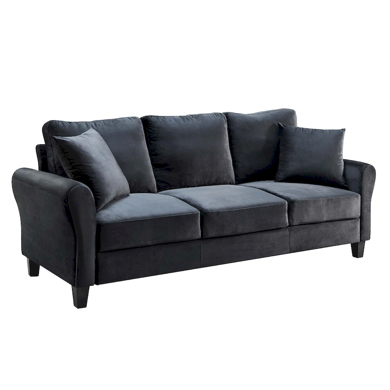 Aukfa Upholstered 3 Seater Sofa Couch with 2 Pillows