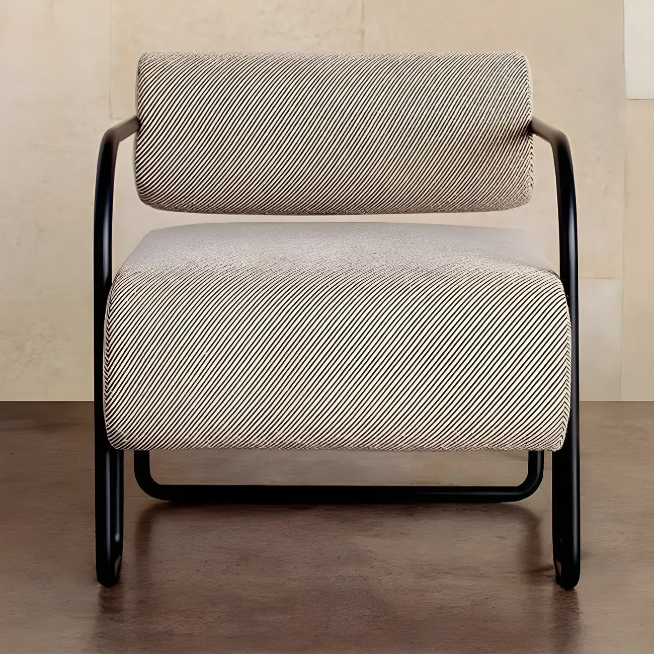 Industrial Leather/Velvet Accent Chair with Metal Frame