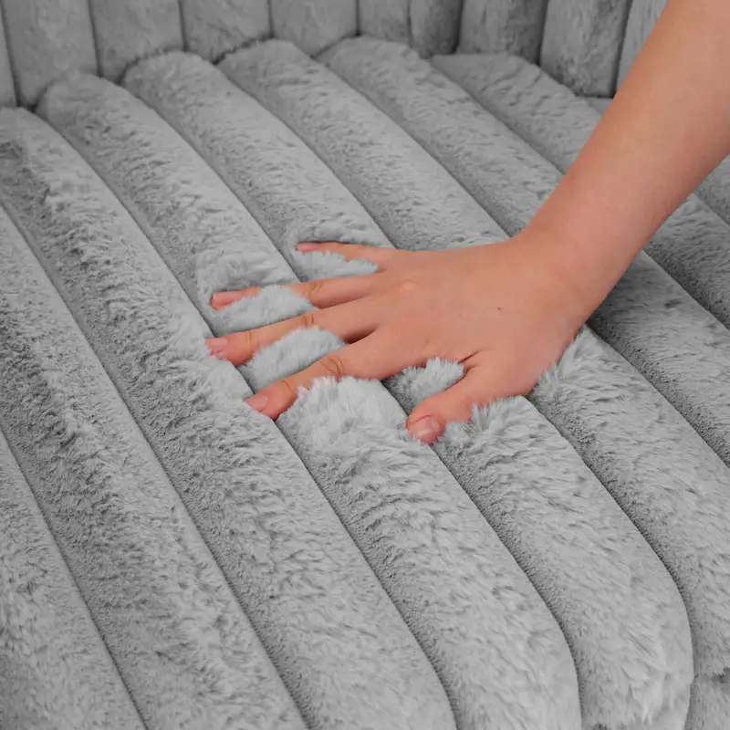 Faux Rabbit Fur Accent Chair 360-degree Swivel Barrel Chairs Set of 2