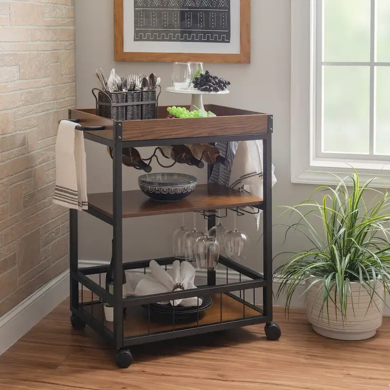 Wheeler Industrial Kitchen & Wine Cart