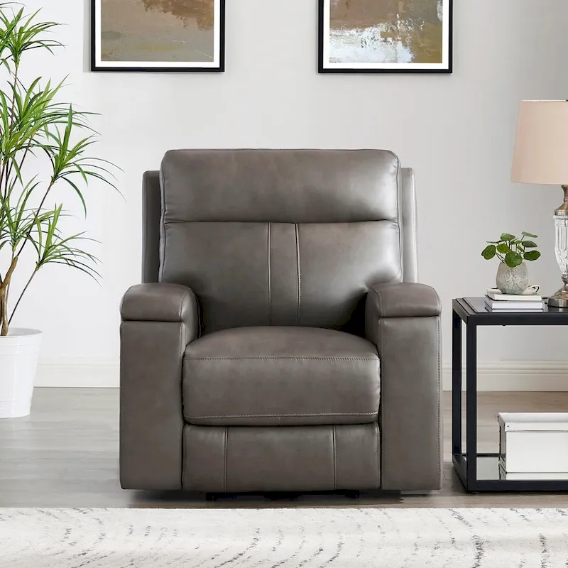 Hydeline Venice Zero Gravity Power Recline and Headrest Top Grain Leather Recliner with Cup Holder