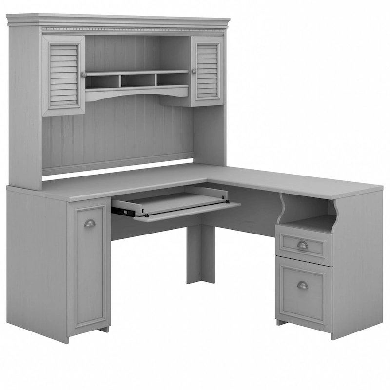 Fairview 60W L Shaped Desk with Hutch by Bush Furniture