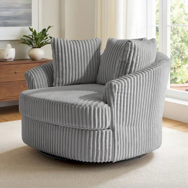 Swivel Tub Chair With Integrated Armrests And Removable, Washable Cover