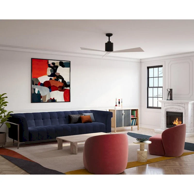 Paso Collection 60-in Three-Blade Black Luxe Industrial Ceiling Fan with 3 Speed Remote Control - 60 in x 60 in x 15.5 in