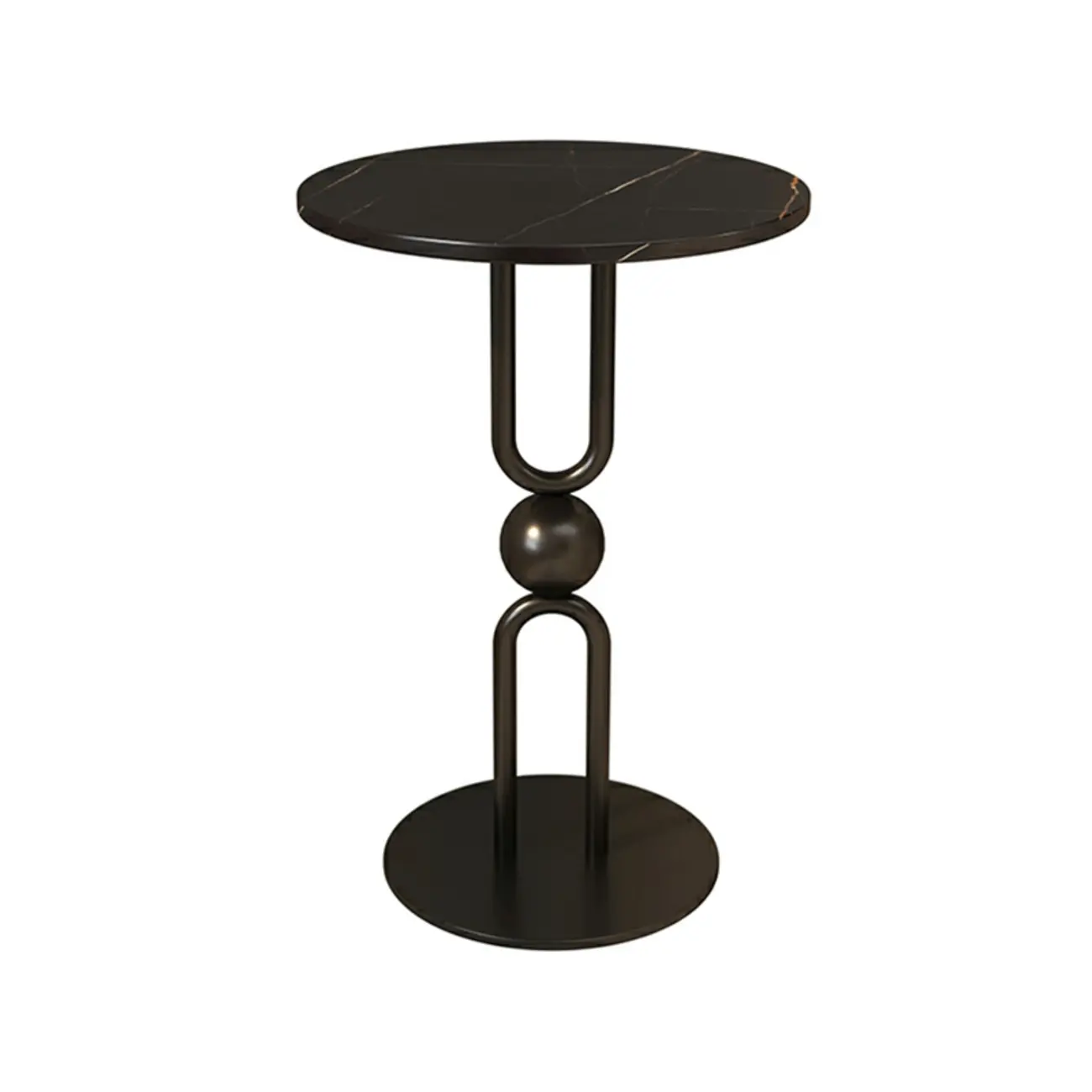 Living Room Glossy Black Metal Round Side Table