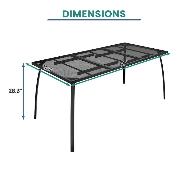 Rectangular iron mesh table, 65 x31.5