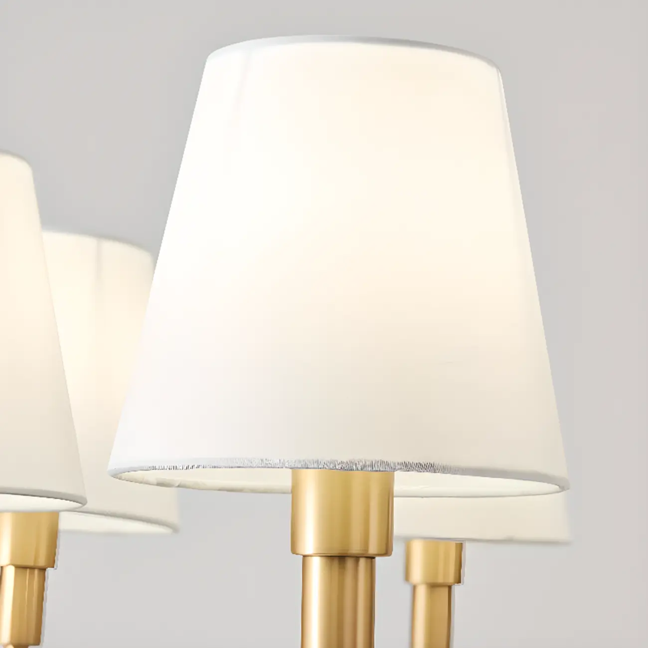 Modern 3-Light White Chandelier with Fabric Shades