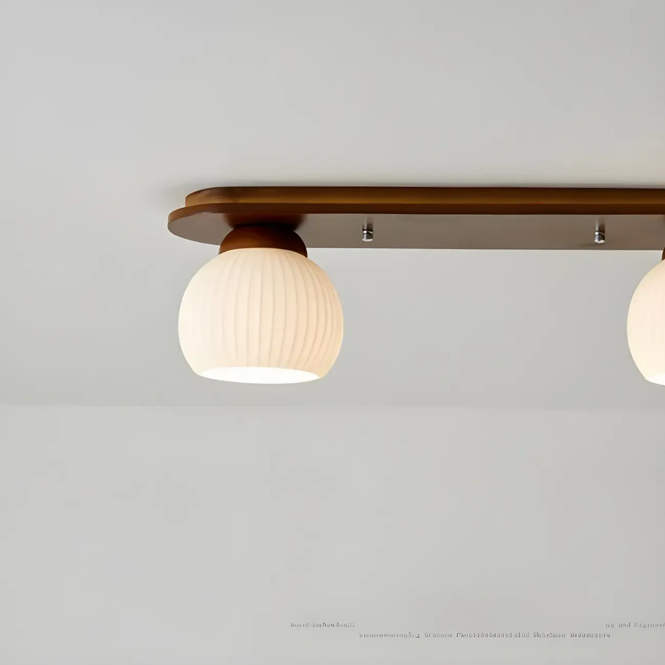 White Globe Glass Natural Wood Flush Mount Ceiling Light