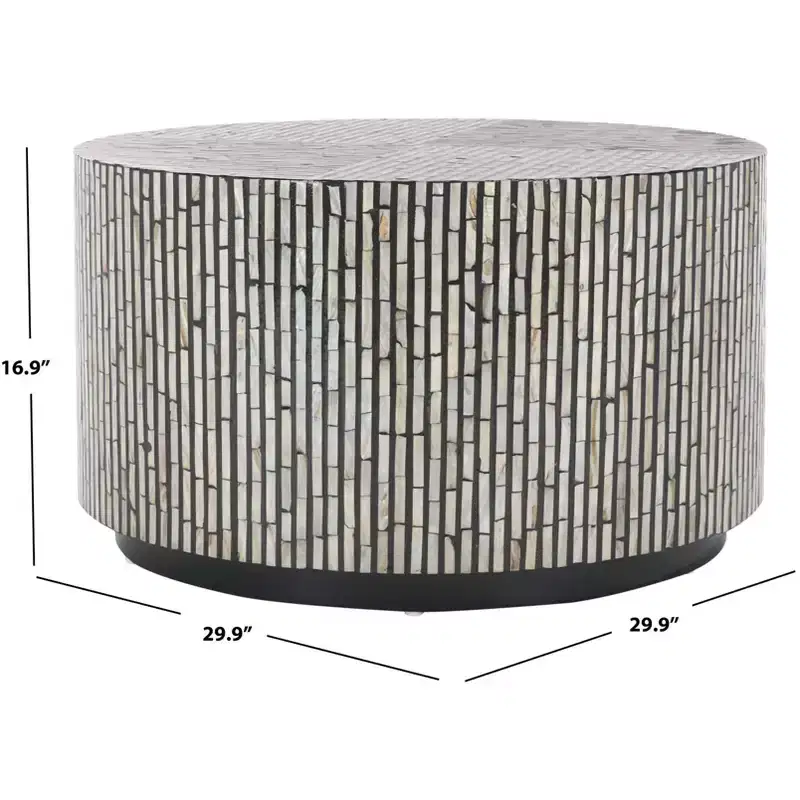 Hamza Round Coffee Table - COF1804A - Silver/Black - Safavieh