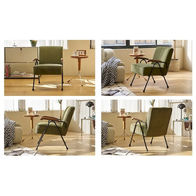 Green Modern 20 High Back Upholstered Accent Chair with Metal Legs