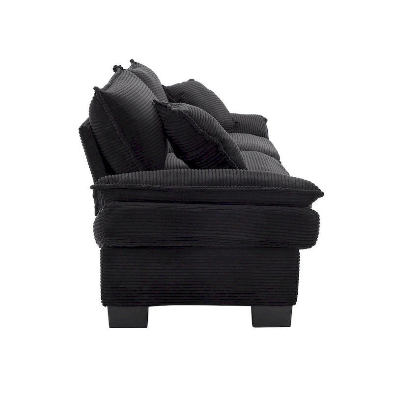 65.5 Upholstered 3-Seater Sofa Couch with Two Pillows and Sturdy Construction