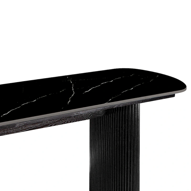 Marble Console Table Entryway Table with Fluted Base
