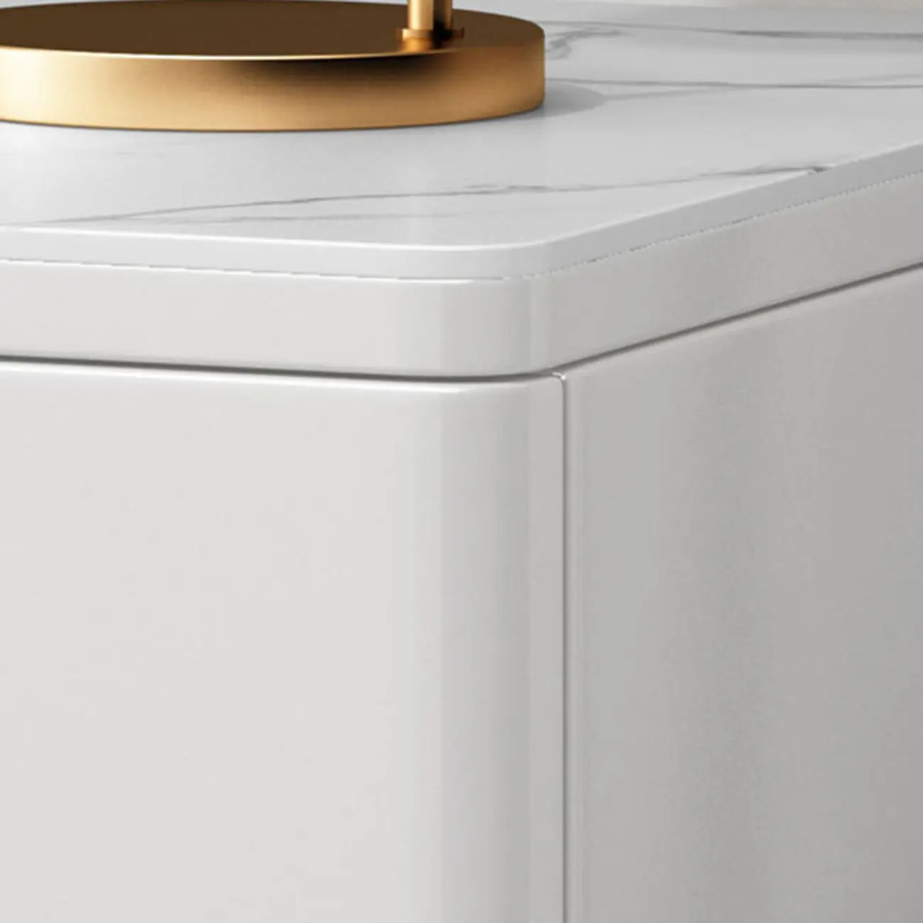 Modern White Stone Top Oak 2-Drawer Nightstand