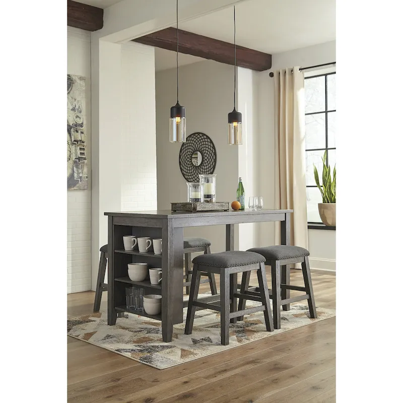 Signature Design by Ashley Caitbrook Gray 5-Piece Counter Height Dining Package
