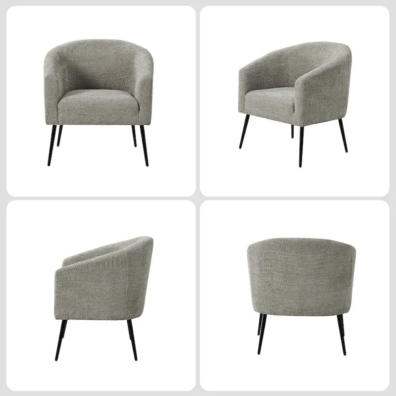 Hal Modern Boucle Armchair with Metal Legs Set of 2 by HULALA HOME