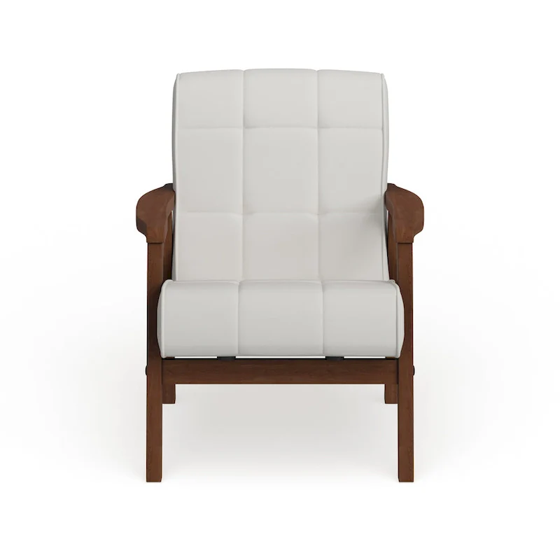Mid-Century Modern Style White Faux Leather Chair