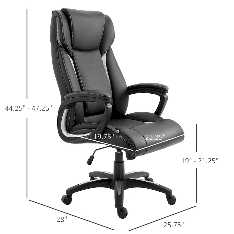 Vinsetto Ergonomic Office Chair Adjustable Height PU Leather Rocker 360? Swivel Home Task Seat, Black