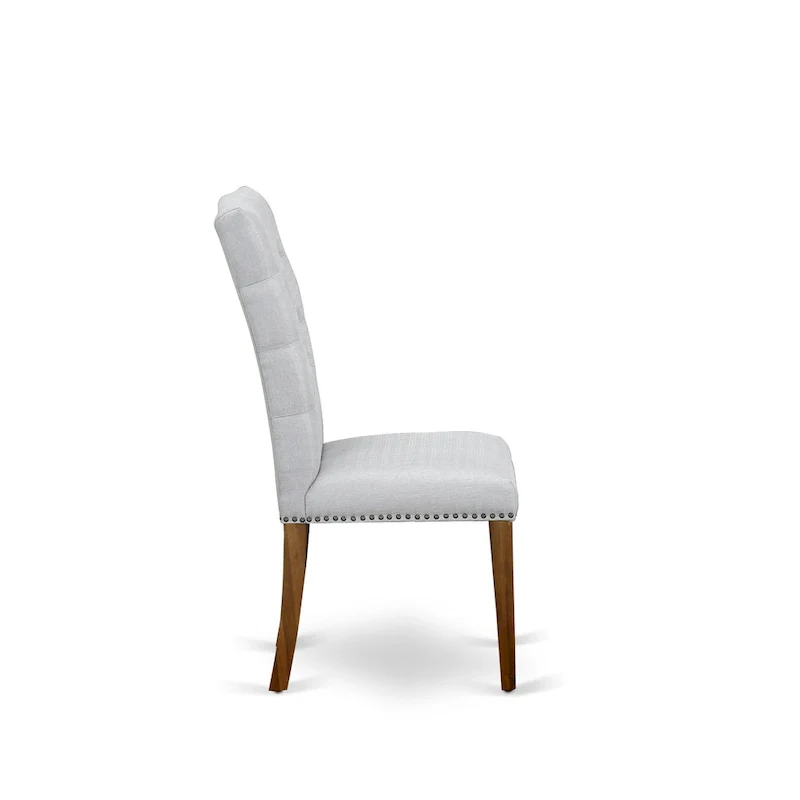 3 Piece Dining Table Set Contains a Round Dining Table and 2 Linen Fabric Parson Chairs, (Finish Options)