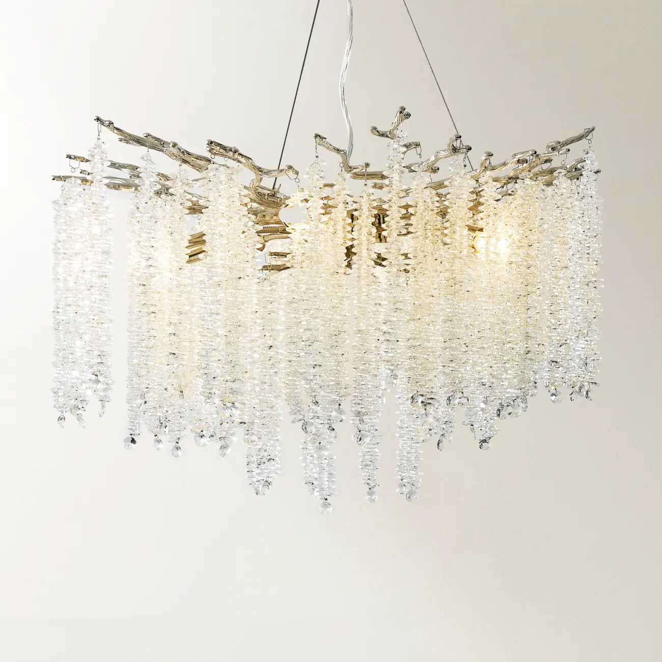 Modern 6-Light Branch Style Crystal Beaded Chandelier