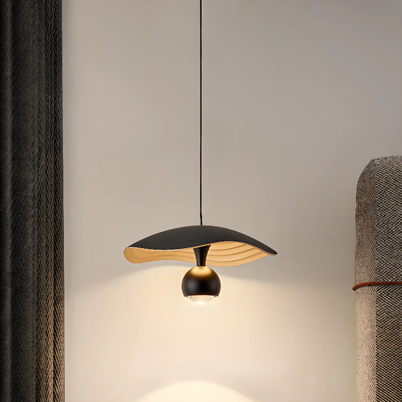 Modern Black 2-Light Pendant Light Fixture Adjustable Height