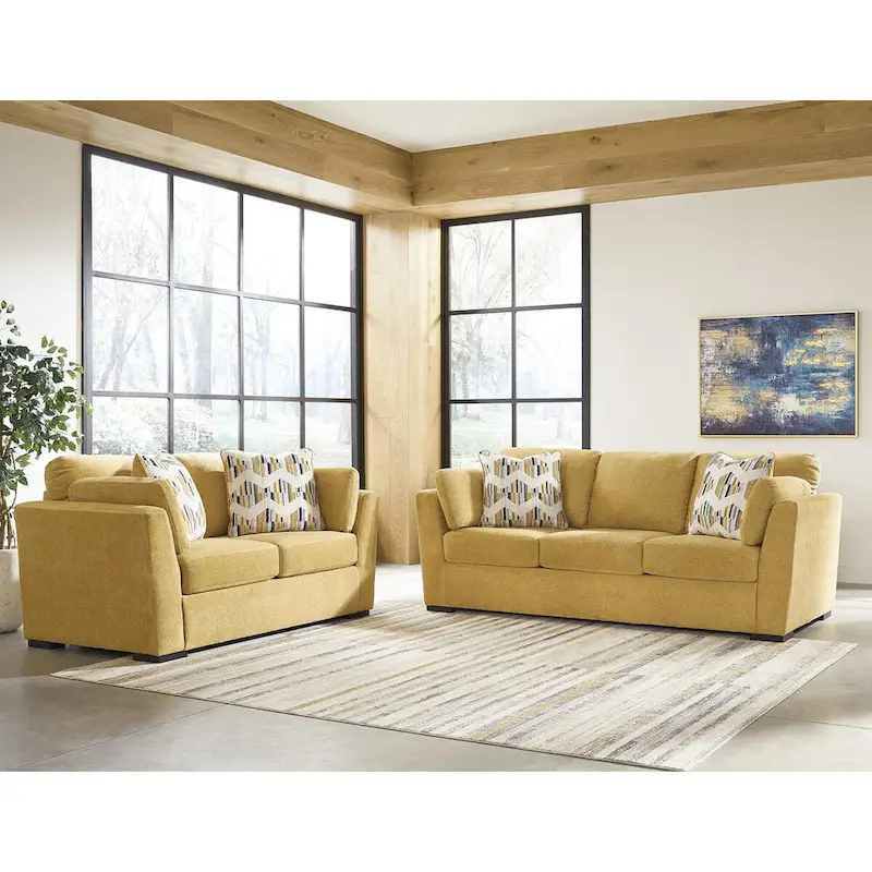 Roundhill Furniture Clareen 2-Piece Living Room Set, Sofa and Loveseat