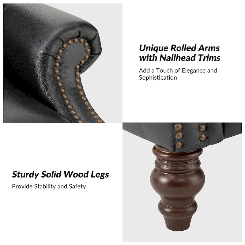 Noemon Modern Genuine Leather Recliner with Nailhead Trims Set of 2 by HULALA HOME