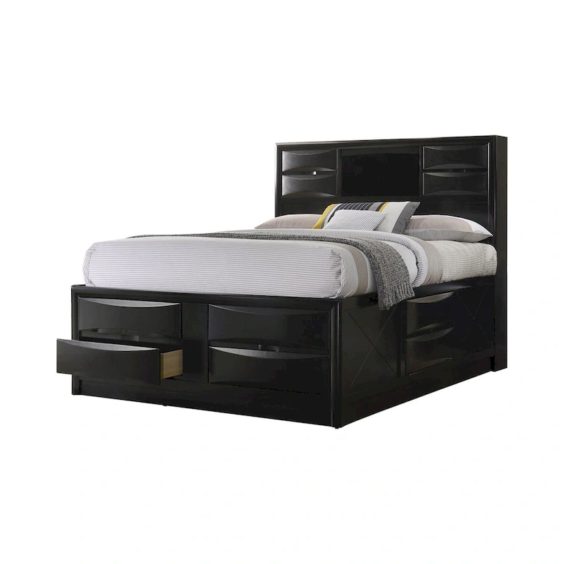 Isabel Black 5-piece Storage Bedroom Set with 2 Nightstands