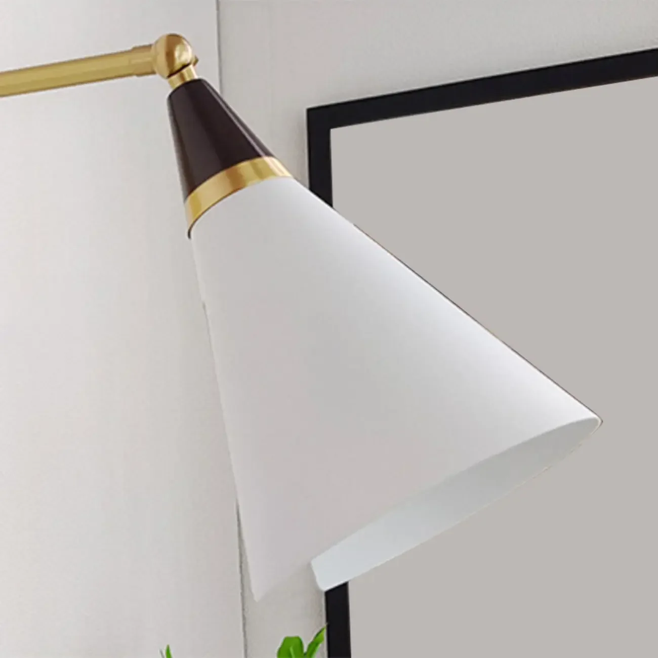 Adjustable Trendy White Cone Swing Arm Wall Sconce