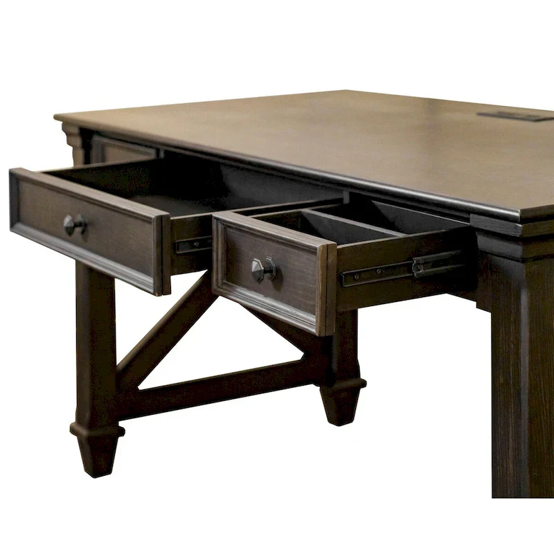 Traditional Wood Writing Desk, Dark Brown