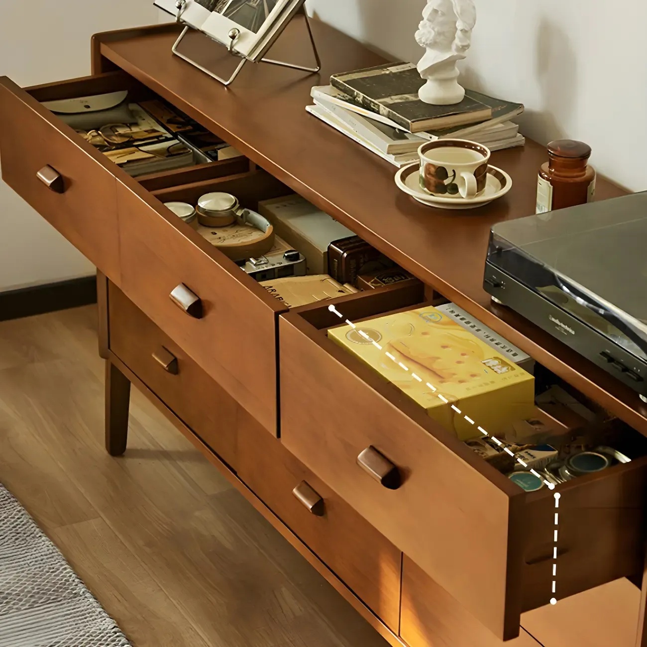 Traditional Brown Wooden Dresser with Self-Close Drawers