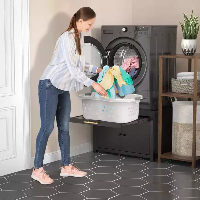 Black / White Heavy-Duty Metal Washer & Dryer Pedestal Stand – Single Unit, Anti-Vibration