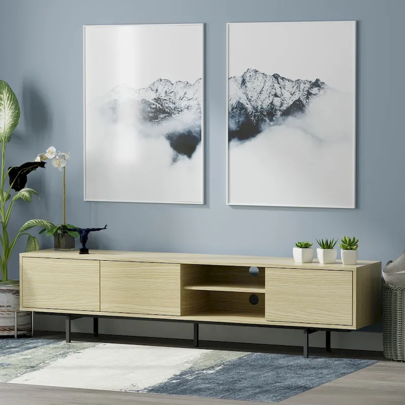 Glenwillow Home Atlas 78  x 20  Lowboy Mid-Century Modern TV Stand Console