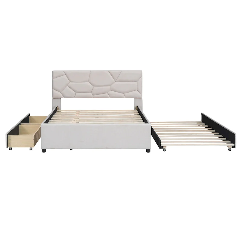 Black 4-Piece Chenille Modular Sectional Sofa with Loveseat and Ottomans