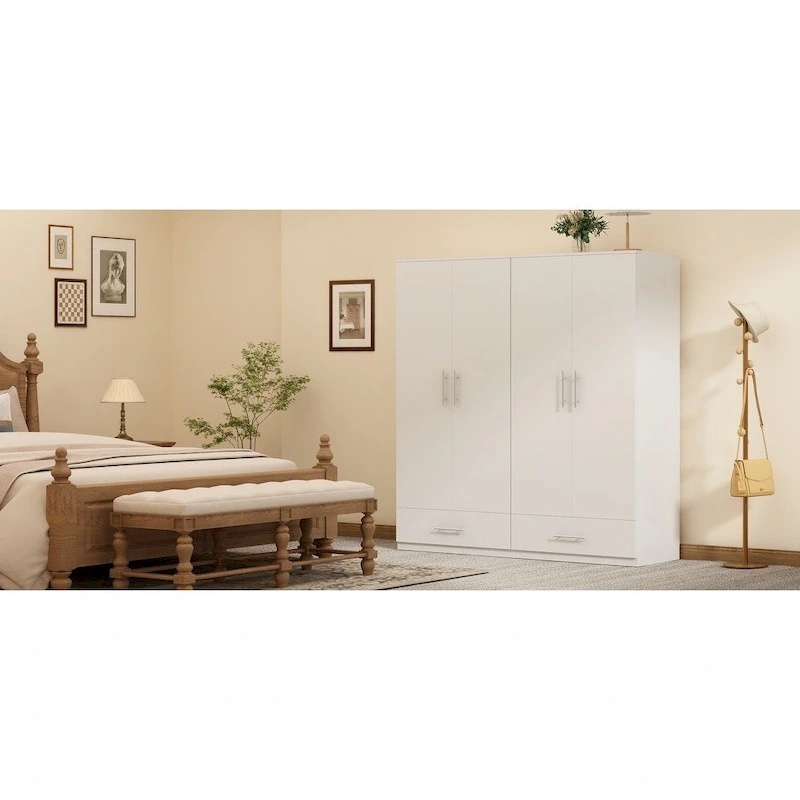 31.5 W x 66.9 H Wardrobe Armoire Cloest with Drawer In Black,White