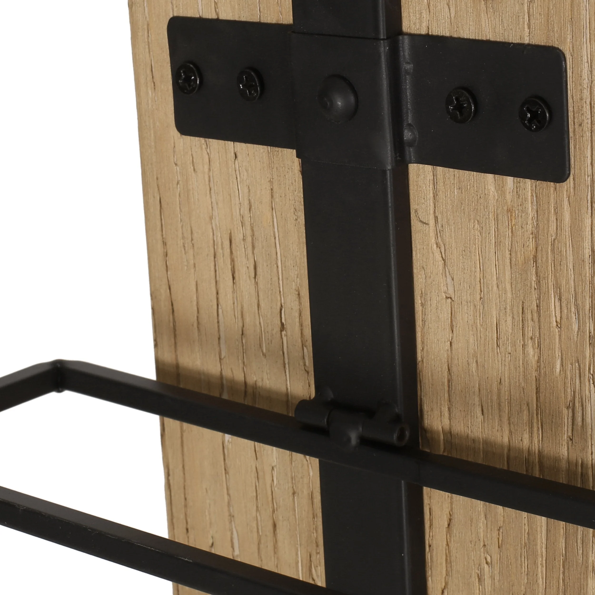 Modern Industrial 8 Bottle Wall Mounted Wine Rack, Natural and Black - NH400513