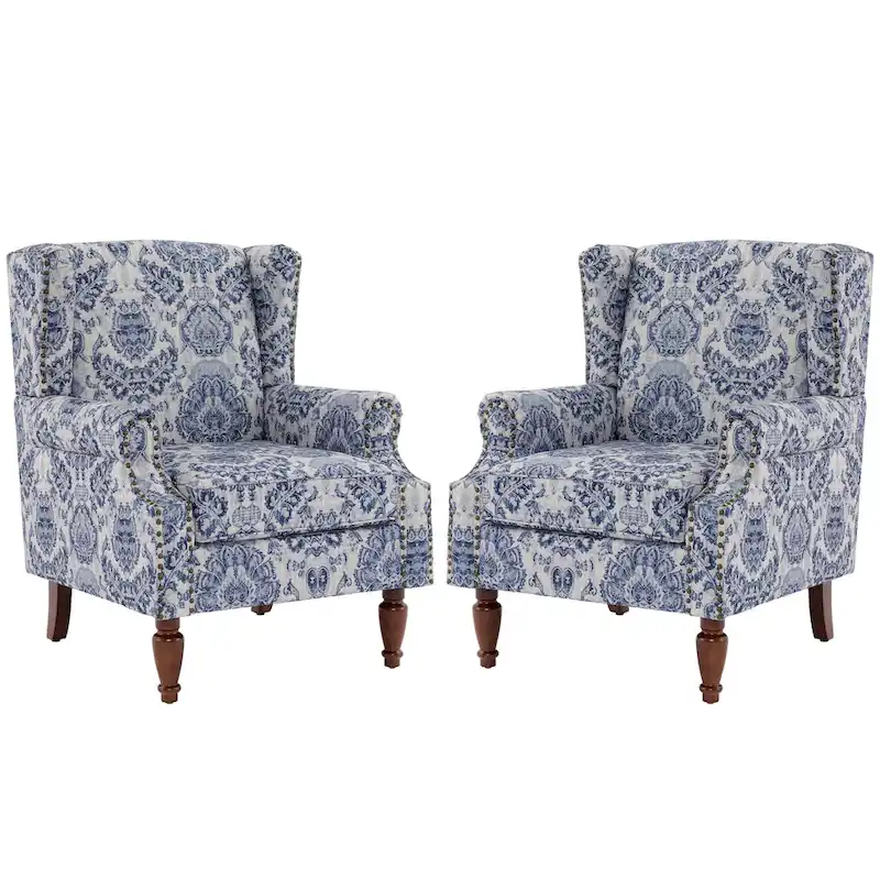 Traditional Nailhead Trim Armchair Accent Chairs Set of 2
