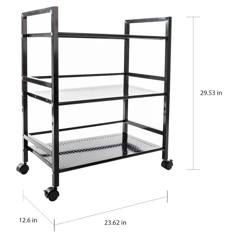 3-tier Rolling Black Utility Cart