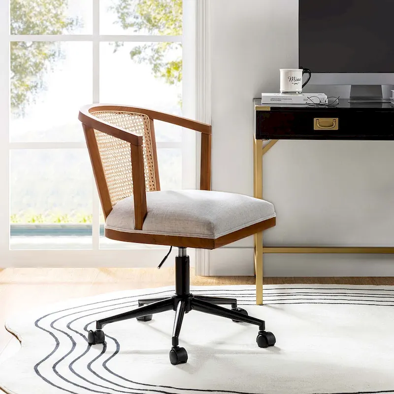 Ingrid Modern Rattan Swivel Height Adjustment Office Chair by