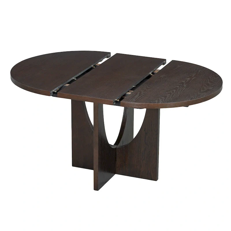 5-Piece Round Extendable Dining Table Set with Upholstered Chairs