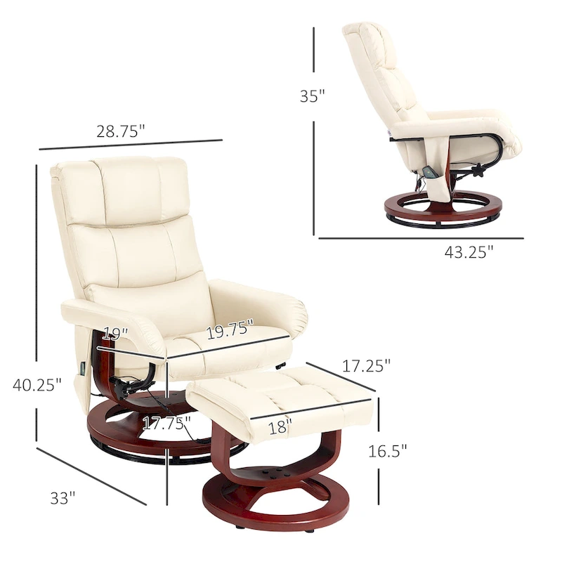 HOMCOM Recliner Chair with Ottoman, Electric Faux Leather Recliner