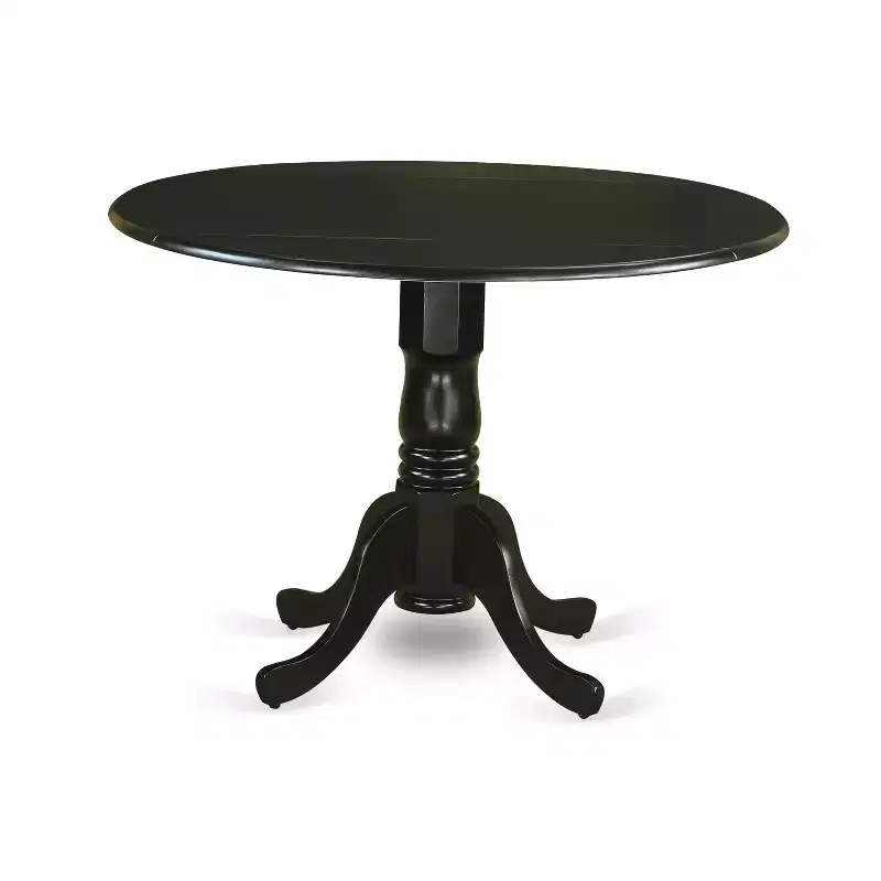 HomeStock 5-Piece Round Black Finish Solid Wood Top Dining table with 4 Chairs