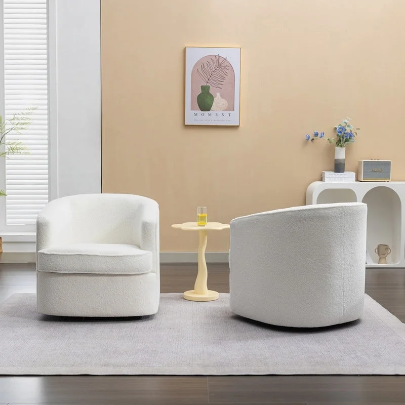 SEYNAR Modern Boucle Upholstered 360 Degree Swivel Accent Club Chair Set of 2