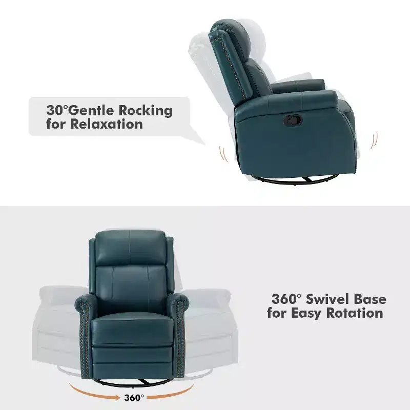 Irene 30.5 Wide Genuine Leather Manual Recliner with Rolled Arms Set of 2| ART OF LIVING DESIGNS