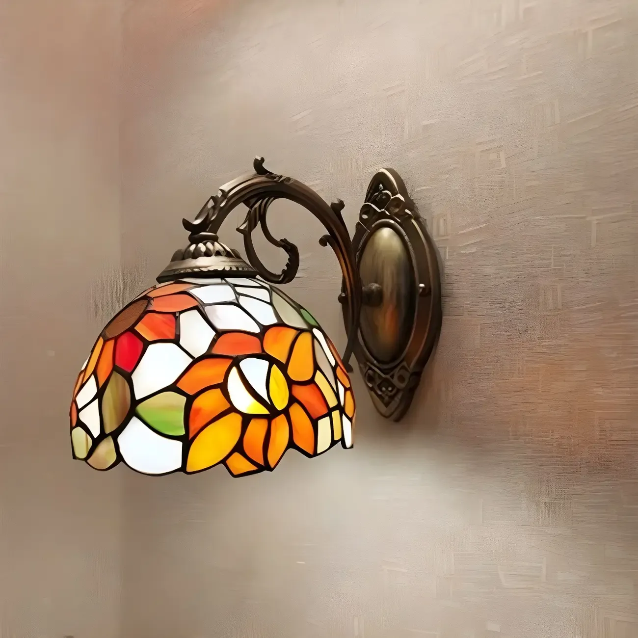 Vintage Multi-Color Curved Bowl Glass Wall Sconce Light