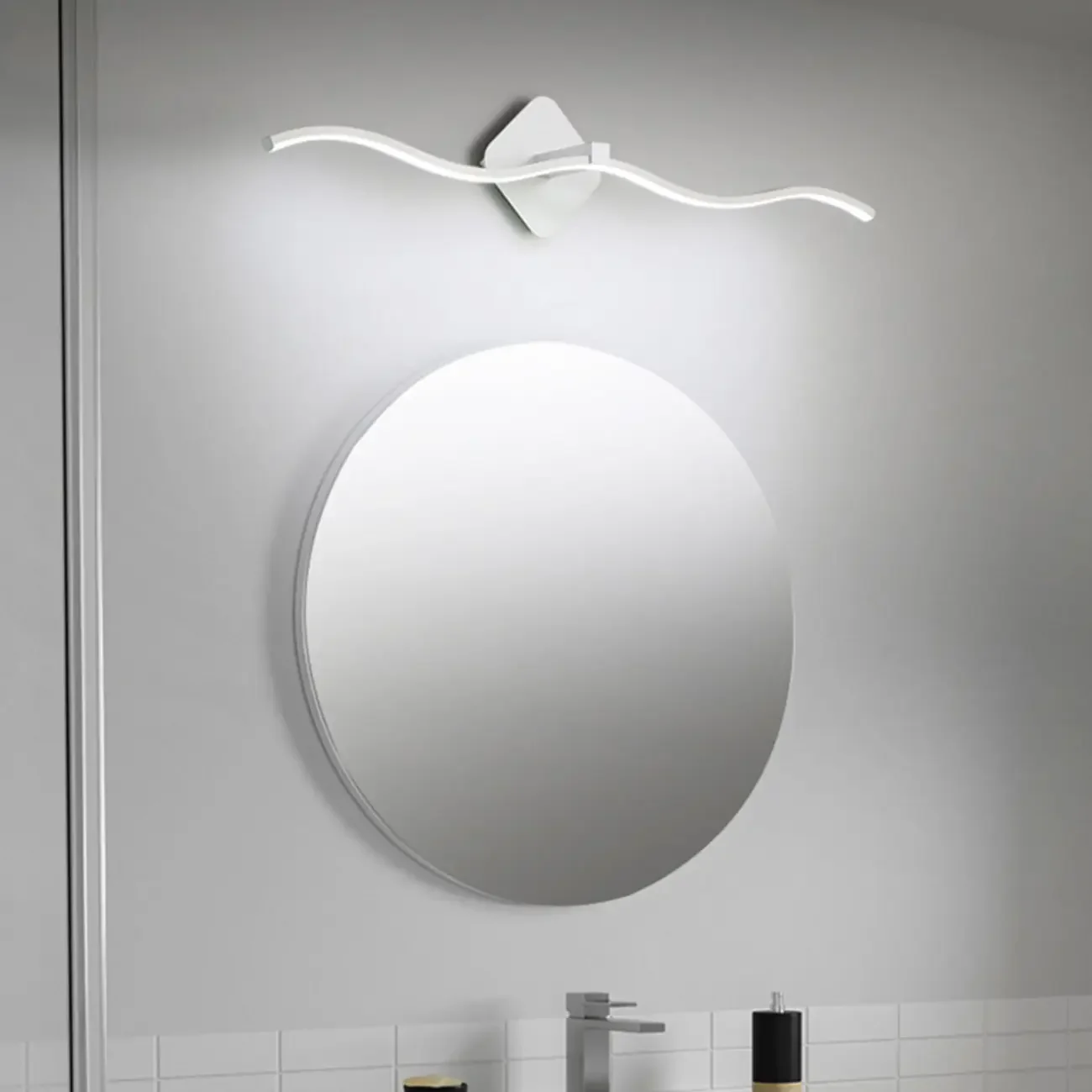 Modern Metal Wave Vanity Light with Integrated LED for Bathroom