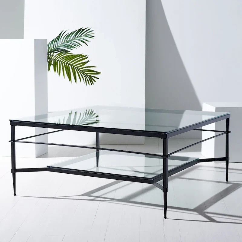 Leaf Cocktail Table with Glass Shelf, 43