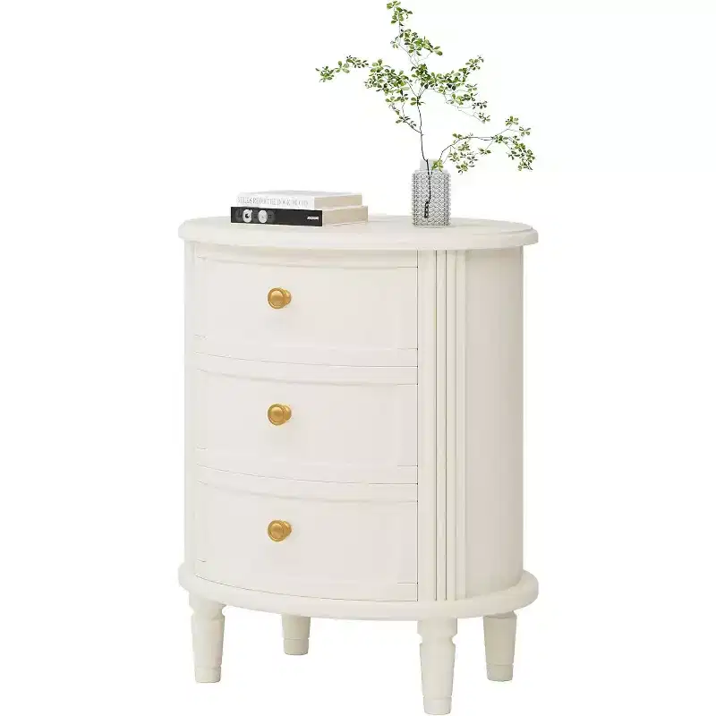 Wooden Farmhouse 3 Drawers Nightstand