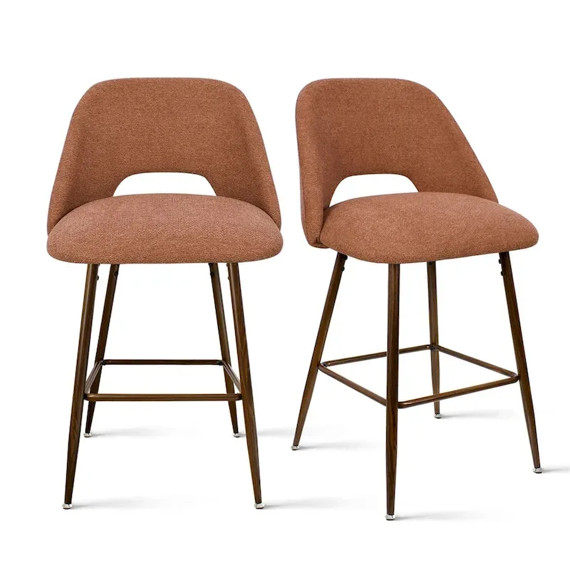 Upholstered Modern Bar Stool Walnut Leg (Set of 2)